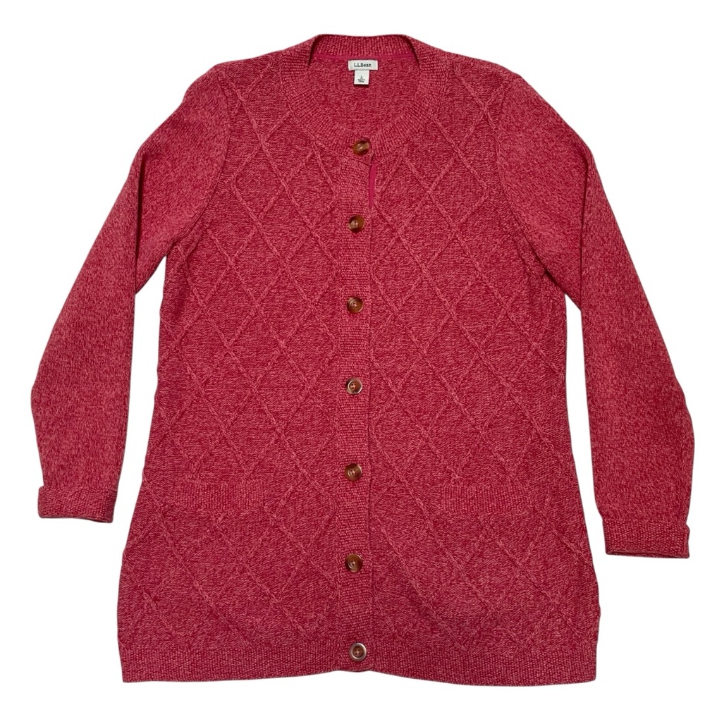 L.L. Bean 100% Cotton Longsleeve Button Cardigan Sweater Large